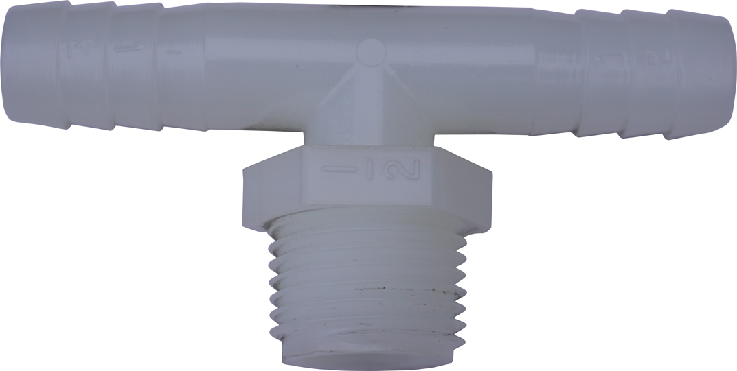 1/2" barb x 1/2" barb x 1/2" MPT Nylon Tee
