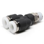 1/4^ Air Tube Fit x 1/4^ Air Tube Fit x 3/8^ NPT Branch Y