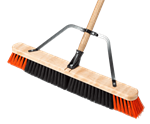 18^ Medium Push Broom w/ Brace & 60^ Handle, Black/Orange