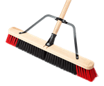 18^ Stiff Push Broom w/ Brace & 60^ Handle, Black/Red