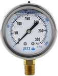 2 1/2^ Liquid Filled Pressure Gauge 0 - 300 psi with Brass 1/4^ MPT
