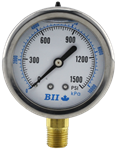 2 1/2^ Liquid Filled Pressure Gauge 0 - 3000 psi with Brass 1/4^ MPT