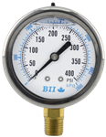 2 1/2^ Liquid Filled Pressure Gauge 0 - 400 psi with Brass 1/4^ MPT