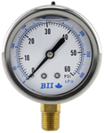 2 1/2^ Liquid Filled Pressure Gauge 0 - 60 psi with Brass 1/4^ MPT