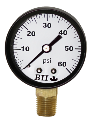 2' Pressure Gauge 0- 60 PSI with Brass 1/4' MPT