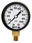 2^ Pressure Gauge 0-100 PSI with Brass 1/4^ MPT