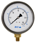 4^ Liquid Filled Pressure Gauge 0 - 30 psi with Brass 1/4^ MPT