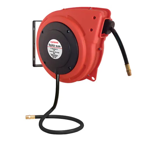 Retractable Air Hose Reel with 3/8 x 50' Pvc Air Hose Red