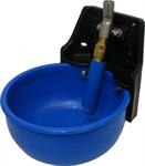 Round Blue Poly Bowl w/HD Poly Bracket & Super Flow valve, w/back plate