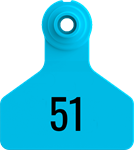 Stockman Small Tags. 25/pkg Blue Numbered 51-75