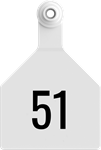 Stockman Large Tags. 25/pkg White Numbered 51-75