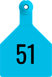 Stockman Large Tags. 25/pkg Blue Numbered 51-75
