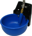 Round Blue Poly Bowl w/HD Poly Bracket & Super Flow valve, w/back plate