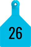 Stockman Large Tags. 25/pkg Blue Numbered 26-50